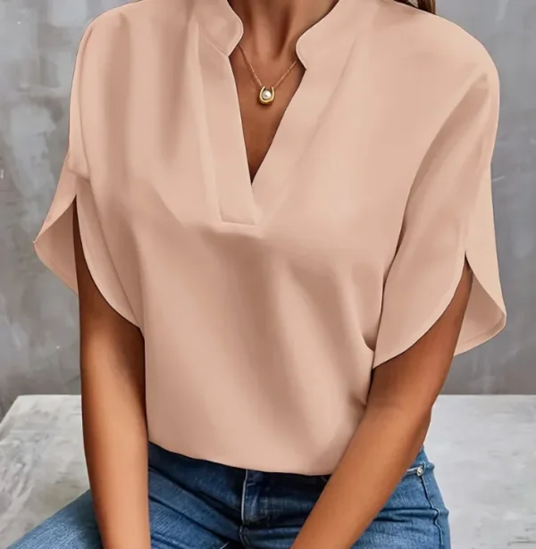 Summer Short-sleeved Chiffon Shirt New V-neck Shirt Women’s Casual Versatile Clothing
